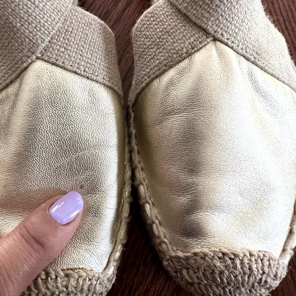 Tory Burch Metallic Espadrille Flats Sz 5.5 - Picture 2 of 5